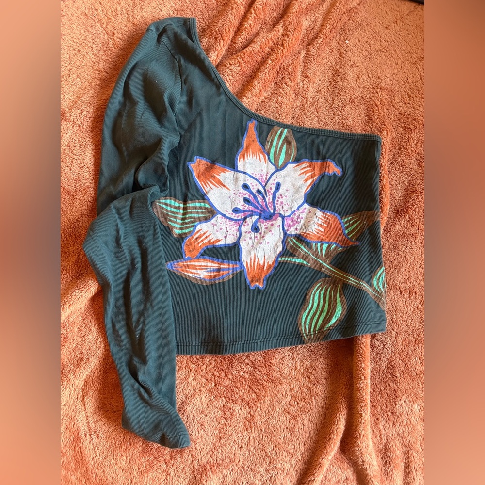 Free People Floral One-Shoulder Crop Top -